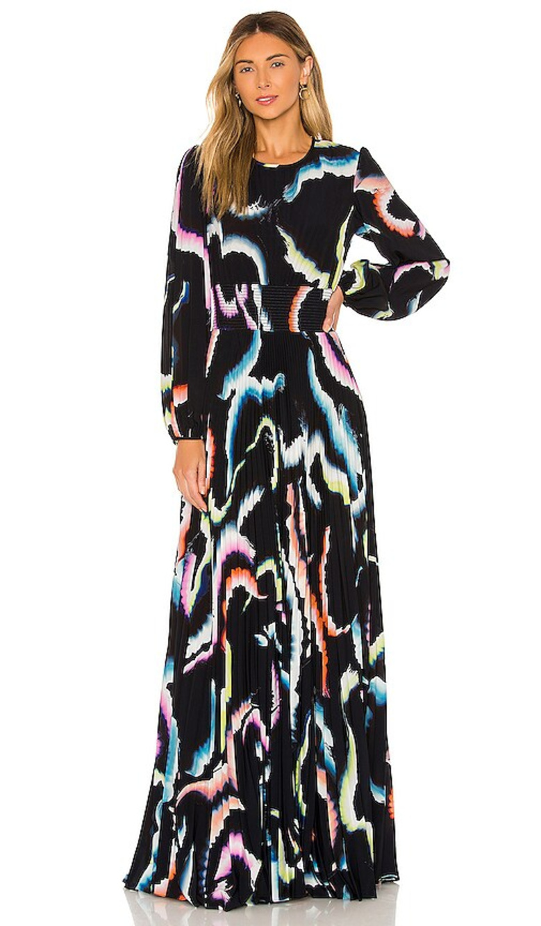 Elegant Colorful Black Maxi Dress